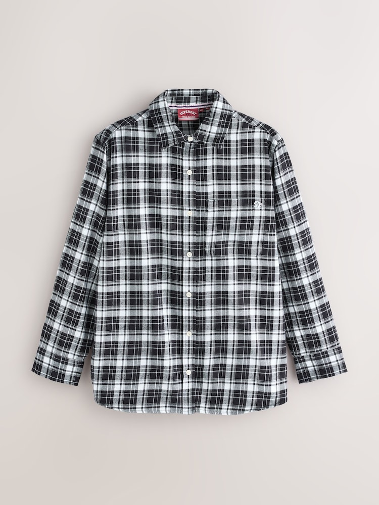 Superdry Black Boyfriend Check Flannel Shirt - Image 1 of 2