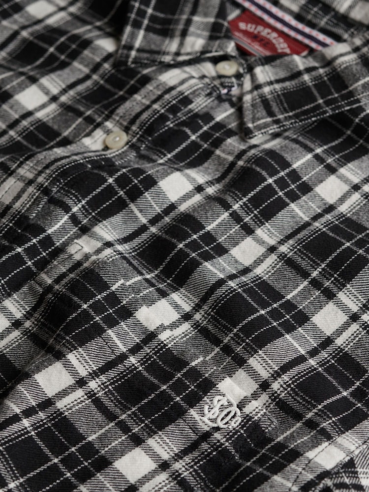 Superdry Black Boyfriend Check Flannel Shirt - Image 2 of 2