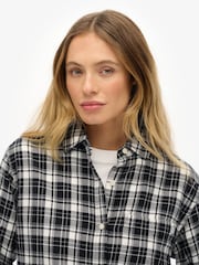 Superdry Black Boyfriend Check Flannel Shirt - Image 4 of 6