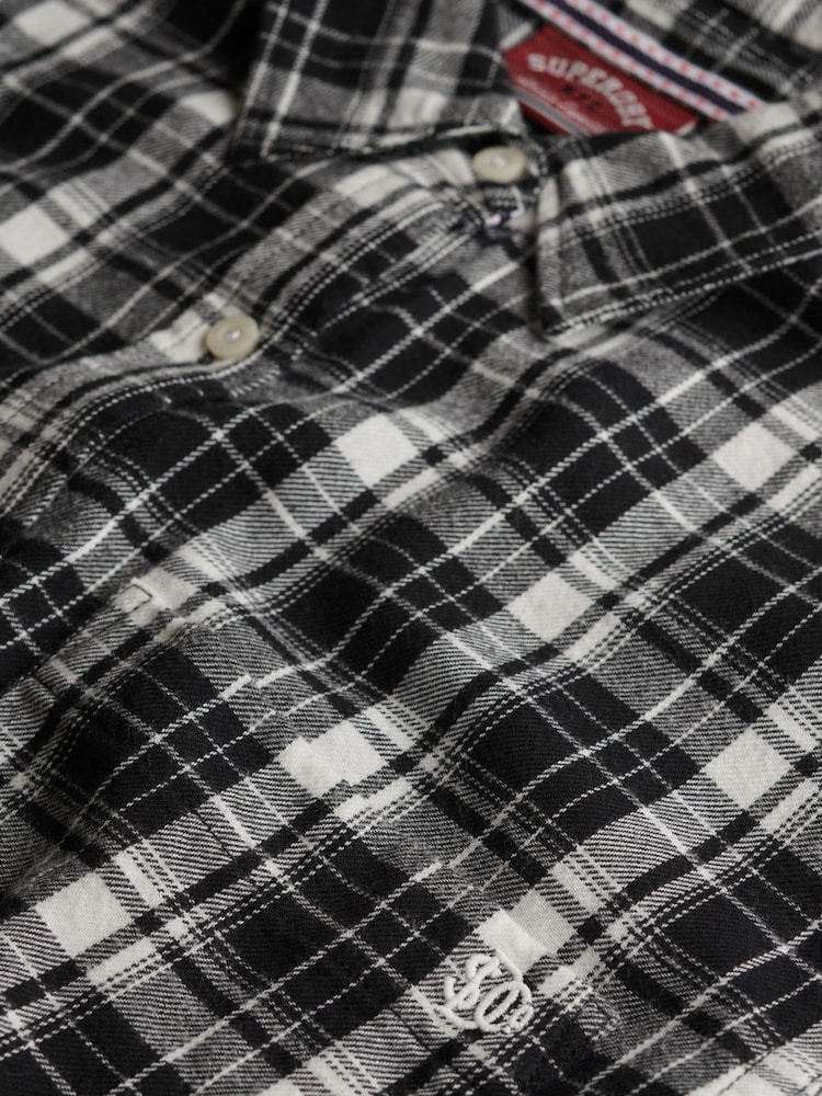 Superdry Black Boyfriend Check Flannel Shirt - Image 6 of 6