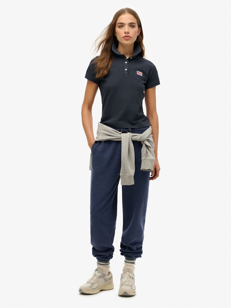 Superdry Blue Ath Essential Graphic Print Polo Shirt - Image 1 of 4