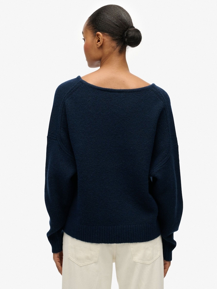 Superdry Brushed Oversized V-Neck Jumper - Imagem 2 de 7