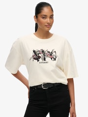 Superdry Cream Oversized Night Garden T-Shirt - Image 2 of 5