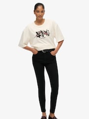 Superdry Cream Oversized Night Garden T-Shirt - Image 3 of 5