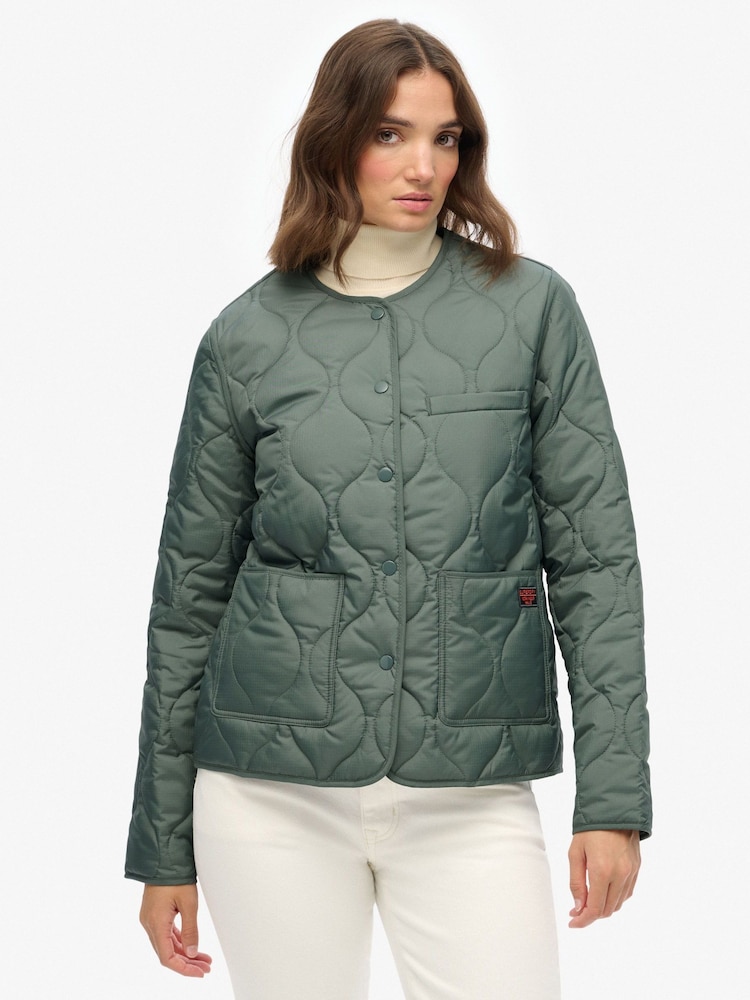 Superdry Green Quilted Lite Liner Jacket - Image 1 of 6 Superdry Green Quilted Lite Liner Jacket - Image 1 of 6