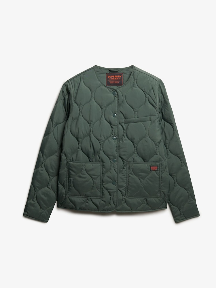 Superdry Green Quilted Lite Liner Jacket - Image 6 of 6 Superdry Green Quilted Lite Liner Jacket - Image 6 of 6