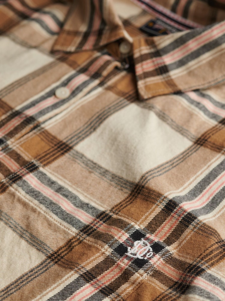 Superdry Natural Boyfriend Check Flannel Shirt - Image 6 of 6