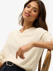 Superdry Cream Classic V-Neck Jumper - Image 3 of 4