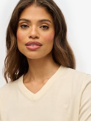 Superdry Cream Classic V-Neck Jumper - Image 4 of 4