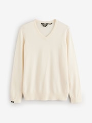 Superdry Cream Classic V-Neck Jumper - Image 5 of 5