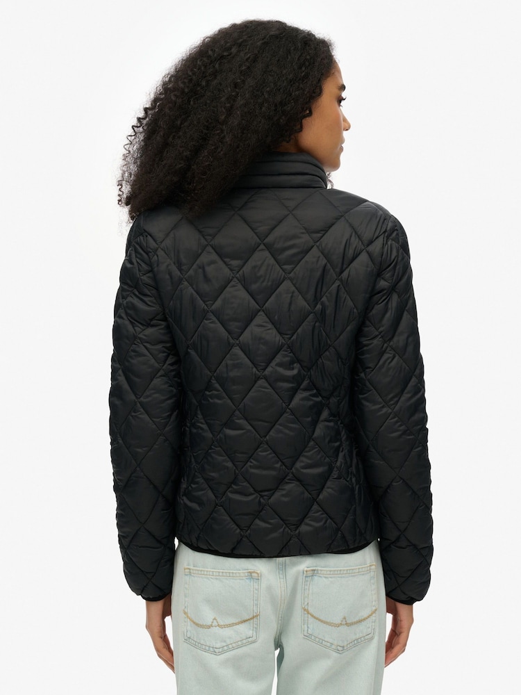 Superdry Black Diamond Quilt Fuji Lite 100% Cotton Jacket - Image 2 of 6 Superdry Black Diamond Quilt Fuji Lite 100% Cotton Jacket - Image 2 of 6