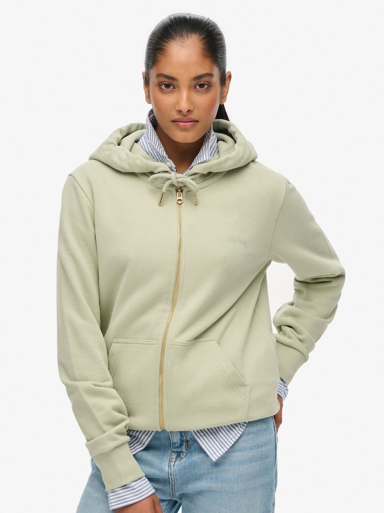 Superdry Green Essential Logo Zip Hoodie - Image 1 of 6 Superdry Green Essential Logo Zip Hoodie - Image 1 of 6