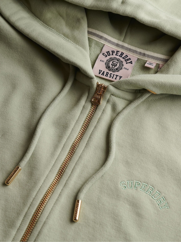 Superdry Green Essential Logo Zip Hoodie - Image 2 of 2