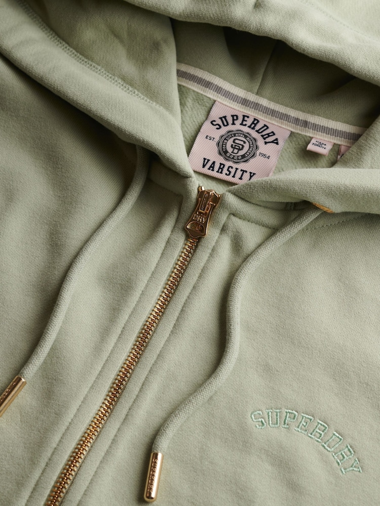 Superdry Green Essential Logo Zip Hoodie - Image 6 of 6