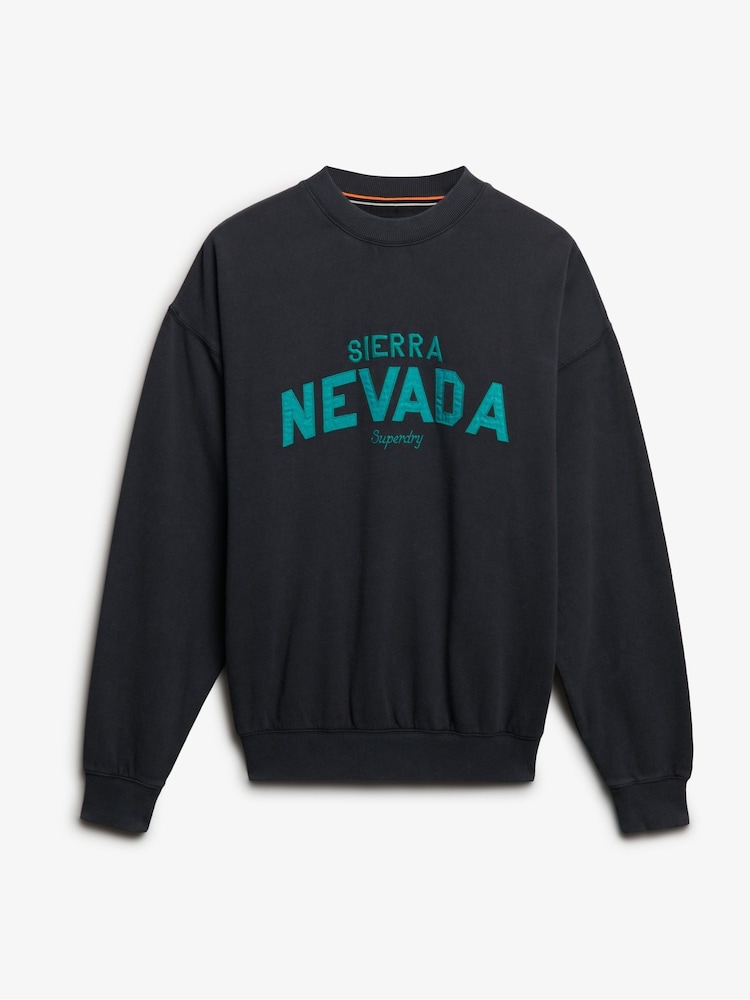 Superdry Black Outdoor Location Loose Crew Sweatshirt - Image 1 of 1