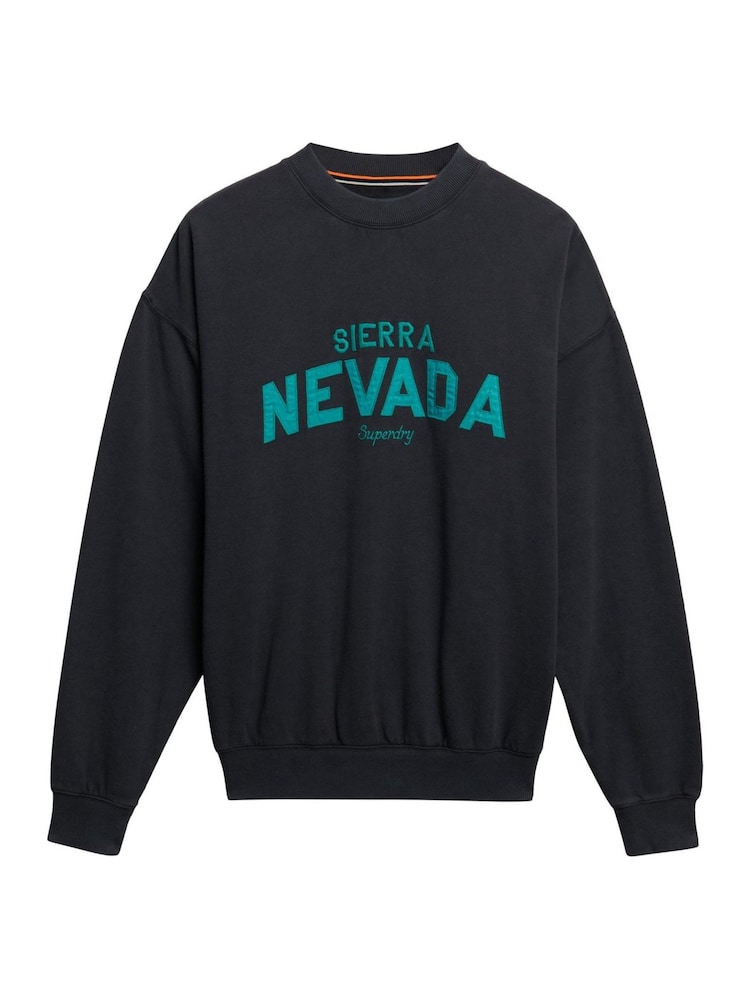 Superdry Black Outdoor Location Loose Crew Sweatshirt - Image 5 of 5 Superdry Black Outdoor Location Loose Crew Sweatshirt - Image 5 of 5