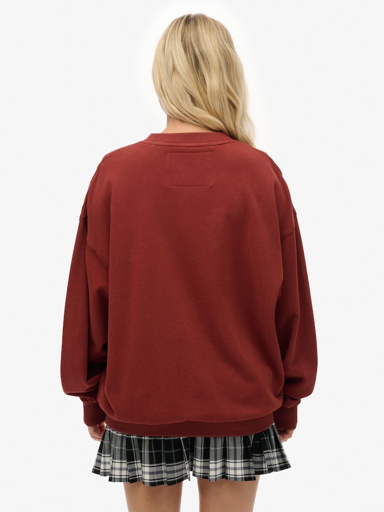 Superdry Red Outdoor Location Loose Crew Sweatshirt - Image 2 of 5