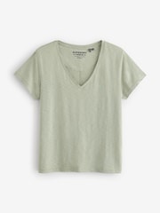 Superdry Green Studios Slub Emb Vee T-Shirt - Image 1 of 2