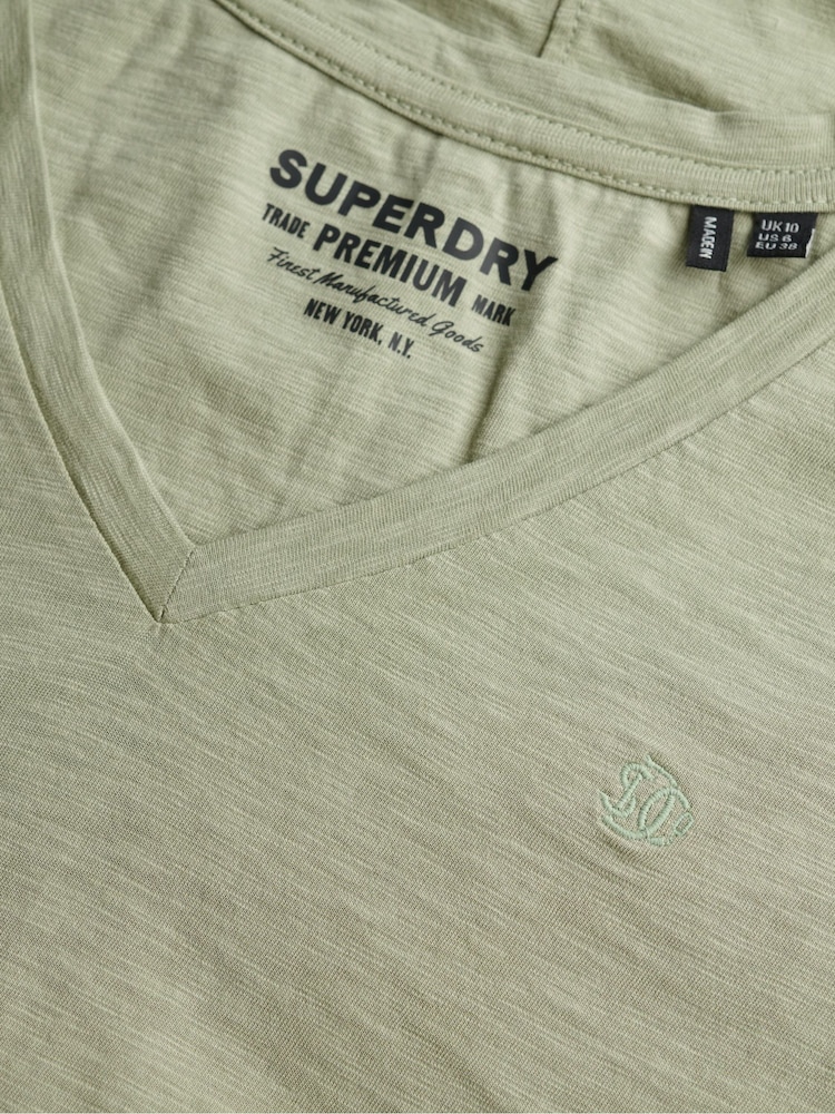 Superdry Green Studios Slub Emb Vee T-Shirt - Image 2 of 2