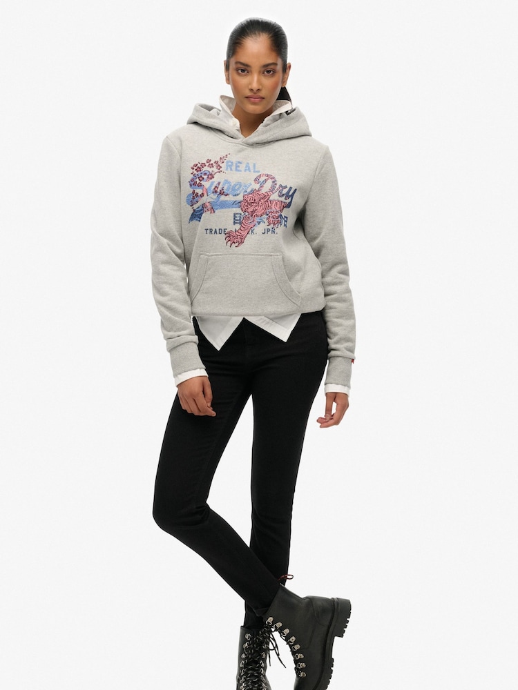 Superdry Grey Vl Tokyo Relaxed Hoodie - Image 2 of 6 Superdry Grey Vl Tokyo Relaxed Hoodie - Image 2 of 6