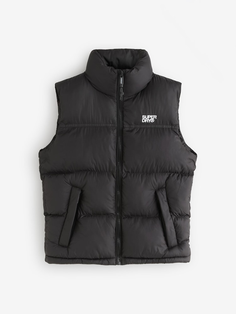 Superdry Black Padded Puffer Gilet - Image 1 of 1
