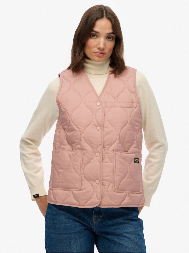 Superdry Pink Quilted Lite Liner Gilet - Image 1 of 6