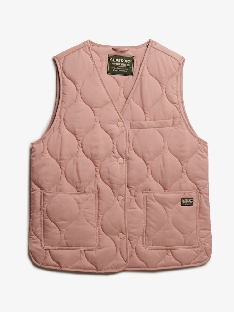 Superdry Pink Quilted Lite Liner Gilet - Image 6 of 6