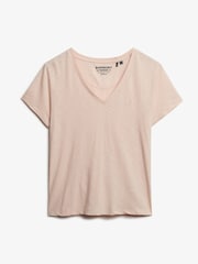 Superdry Pink Studios Slub Emb Vee T-Shirt - Image 1 of 1