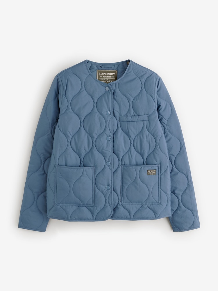 Superdry Blue Quilted Lite Liner Jacket - Image 1 of 1 Superdry Blue Quilted Lite Liner Jacket - Image 1 of 1