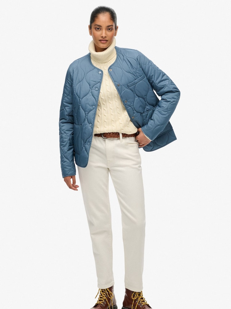 Superdry Blue Quilted Lite Liner Jacket - Image 2 of 7 Superdry Blue Quilted Lite Liner Jacket - Image 2 of 7