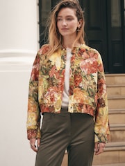 Multicolour Floral Tapestry Long Sleeve Bomber Jacket - Image 1 of 7