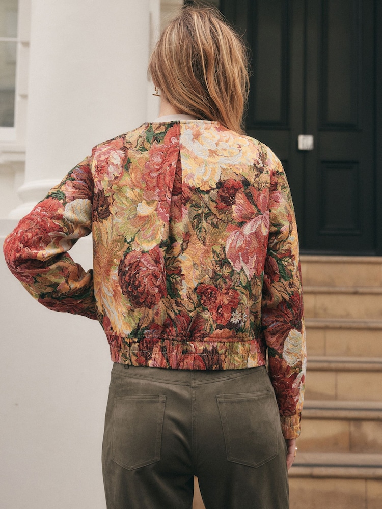 Multicolour Floral Tapestry Long Sleeve Bomber Jacket - Image 2 of 7