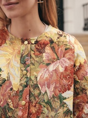 Multicolour Floral Tapestry Long Sleeve Bomber Jacket - Image 4 of 7