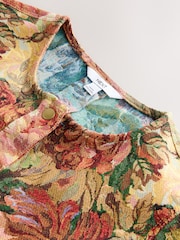 Multicolour Floral Tapestry Long Sleeve Bomber Jacket - Image 6 of 7