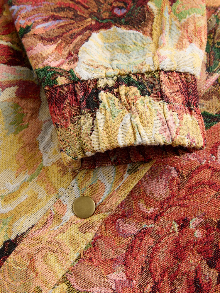 Multicolour Floral Tapestry Long Sleeve Bomber Jacket - Image 7 of 7