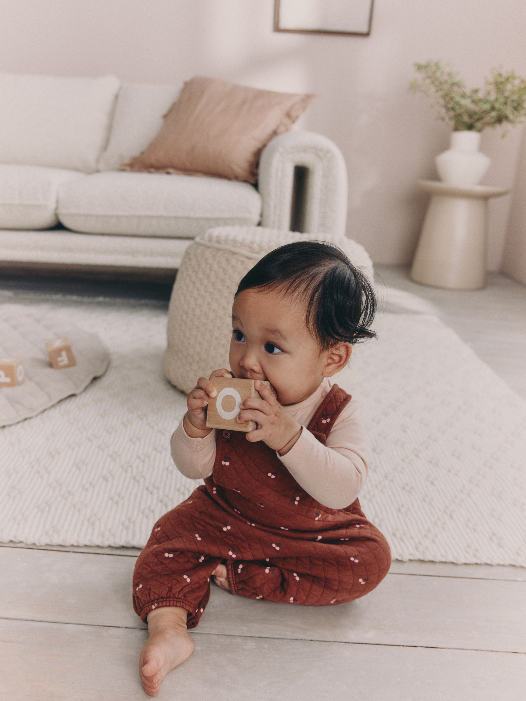 Buy Brown Cherry Quilted Dungaree and Bodysuit Baby 2 Piece Set
