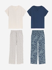 JD Williams Blue Cotton Pyjamas Set 2 Pack - Image 1 of 5