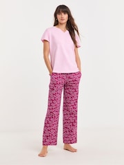 JD Williams Pink Cotton Pyjamas Set 2 Pack - Image 2 of 5