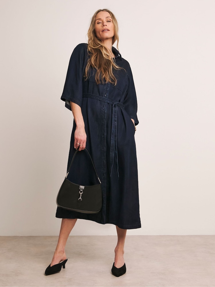 Anthology By JD Williams Blue Premium Denim Shirt Midi Dress - Image 2 of 6 Anthology By JD Williams Blue Premium Denim Shirt Midi Dress - Image 2 of 6