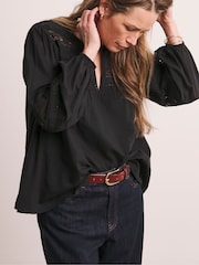 Anthology by JD Williams Black Crochet Lace Detail Blouse - Image 4 of 6