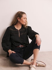 Anthology by JD Williams Black Crochet Lace Detail Blouse - Image 6 of 6