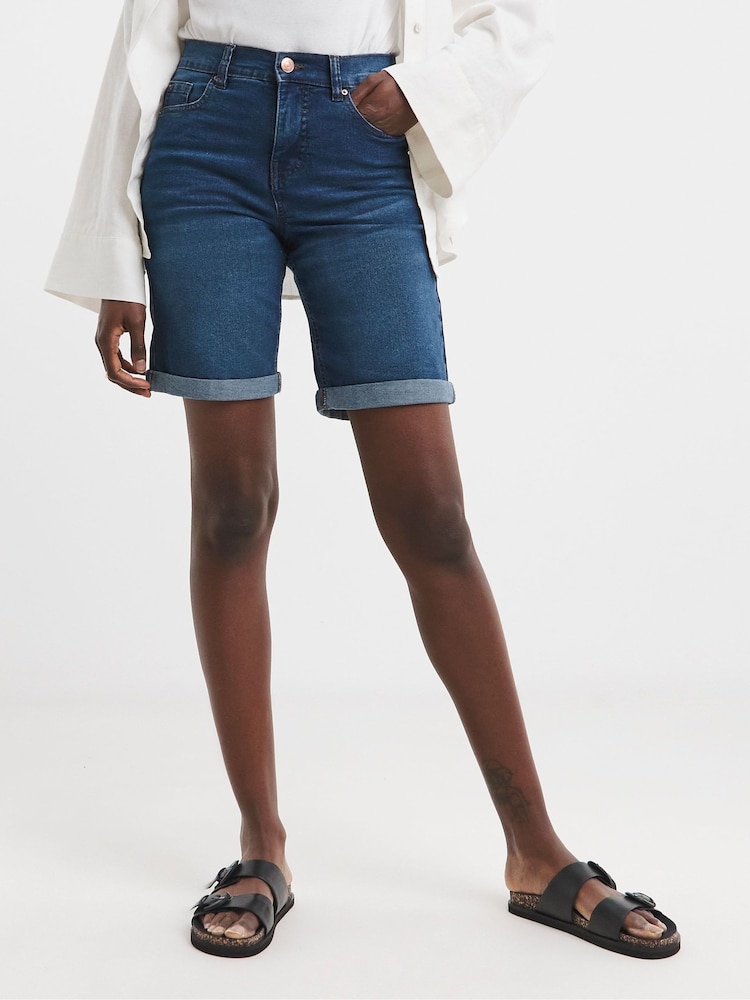JD Williams Black 24/7 Denim Knee Shorts 2 Pack - Image 2 of 5