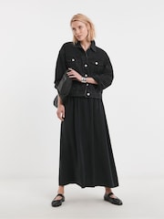 JD Williams Black Laundered Full Maxi Skirt - Image 1 of 4