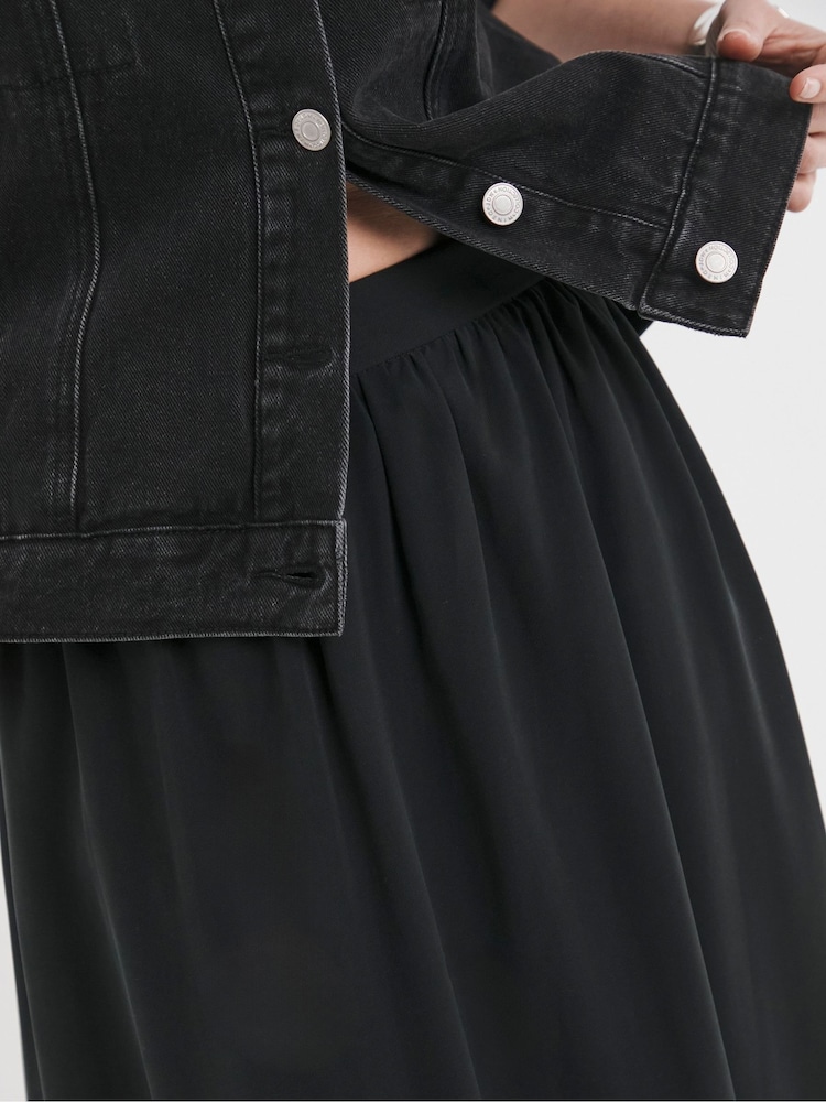 JD Williams Black Laundered Full Maxi Skirt - Image 4 of 4