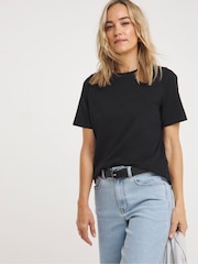 JD Williams Black 100% Cotton Crew Neck T-Shirts 5 Pack - Image 2 of 5