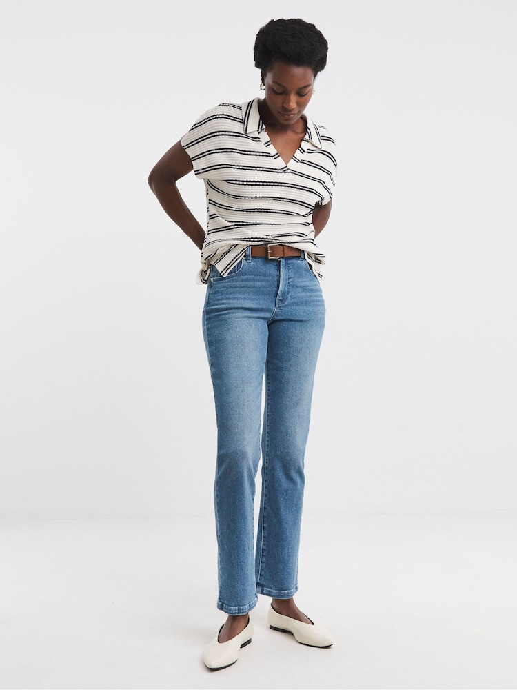 JD Williams Blue Magisculpt Straight Leg Jeans - Image 1 of 4
