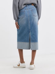 JD Williams Blue Turn Up Denim Midi Skirt - Image 3 of 5
