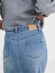 JD Williams Blue Turn Up Denim Midi Skirt - Image 4 of 5