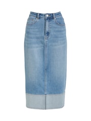 JD Williams Blue Turn Up Denim Midi Skirt - Image 5 of 5