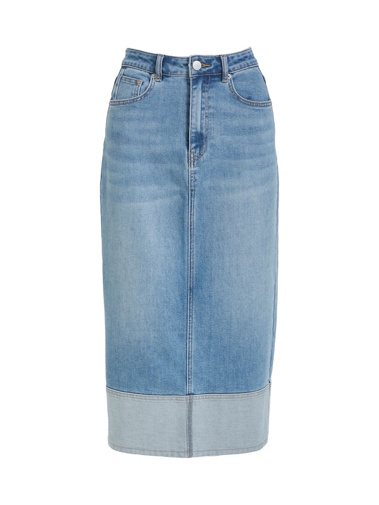 JD Williams Blue Turn Up Denim Midi Skirt - Image 5 of 5